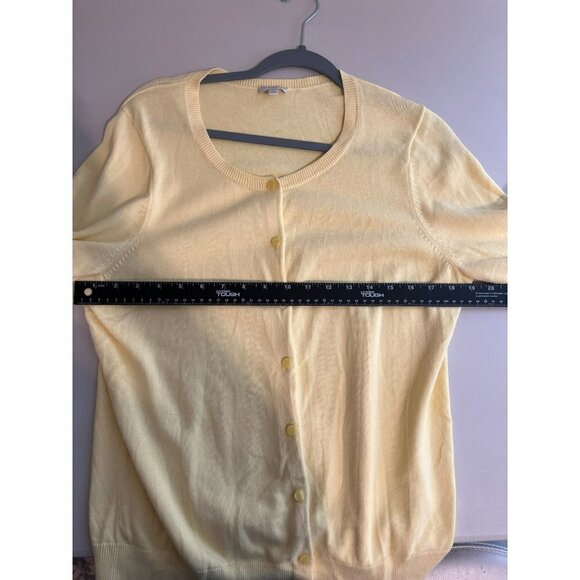 Talbot's Yellow Cardigan Large 3/4 Sleeves 100% Cotton - Picture 7 of 7